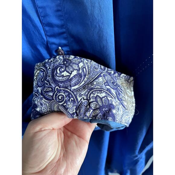 ENVY COUTURE BUTTON FRONT 5XL BLUE SLIM FIT DRESS SHIRT - Picture 4 of 9